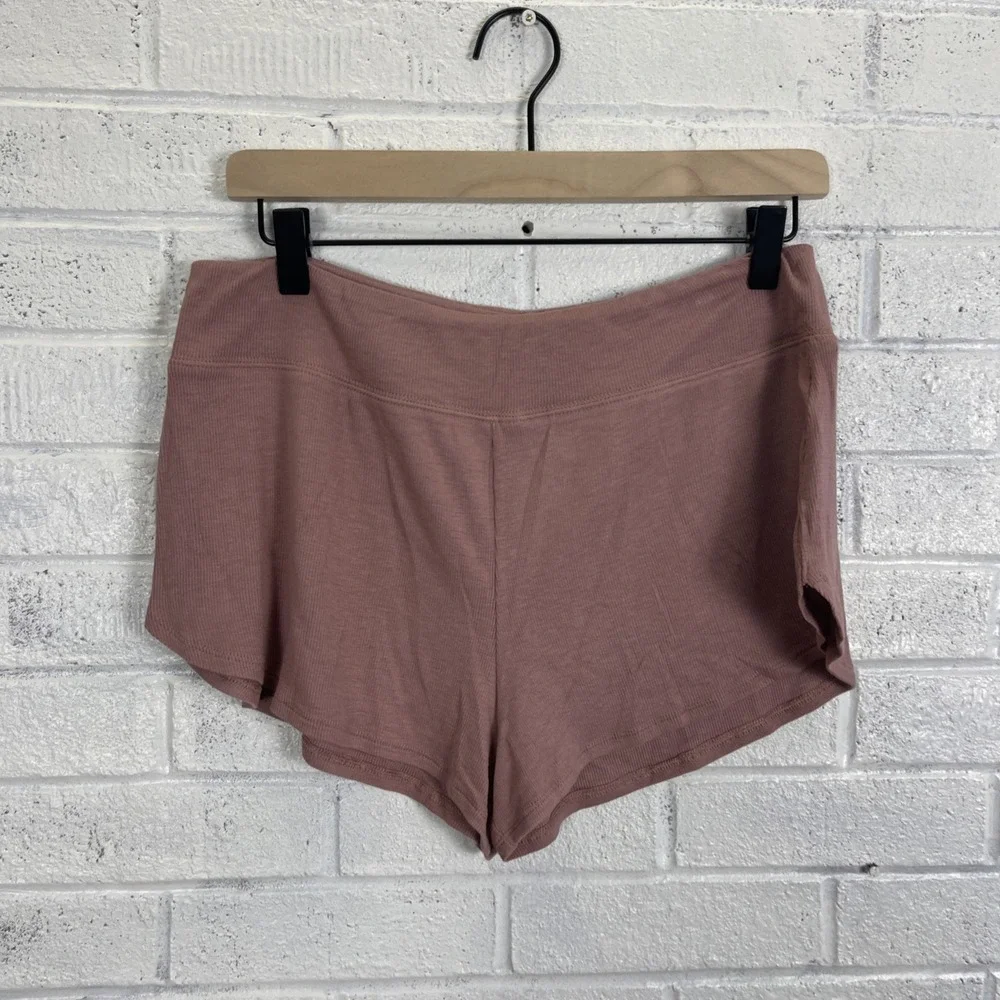 Athleta Well Rested Rib Sleep Shorts Womens Size M Pull On Stretch Mauve Pink